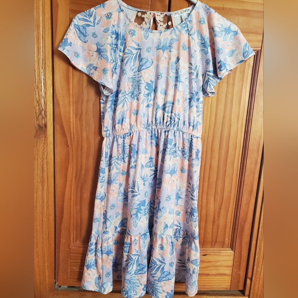 🌻 3/$20 Deal! Casual Blue and Orange Flutter Sleeve Sundress